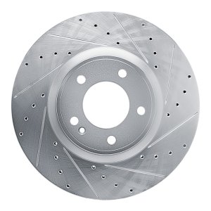 Mercedes-Benz G550 Brake Rotor (1) - Front Right - R1 Concepts - Drilled & Slotted - Silver - `19-`25
